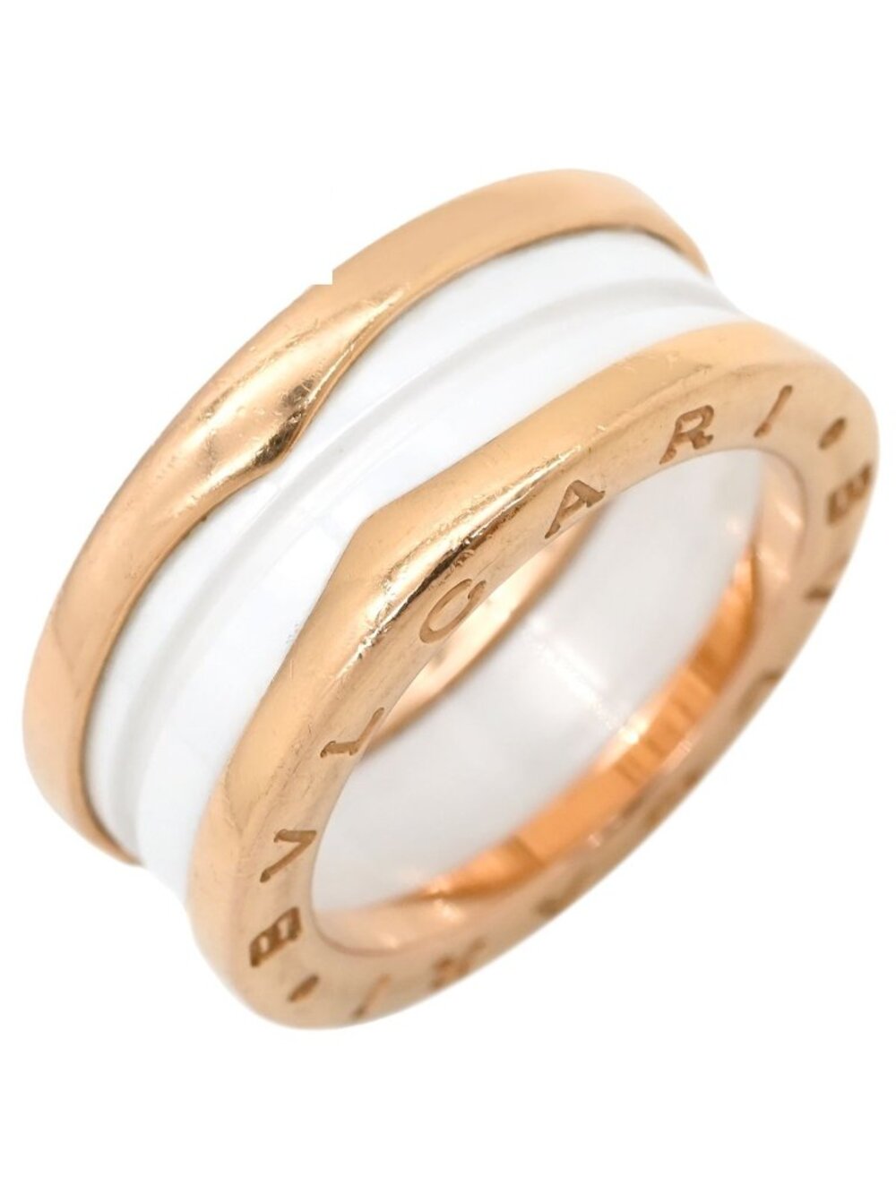 Bvlgari Ring White Pink Gold 51 Ceramic 18k